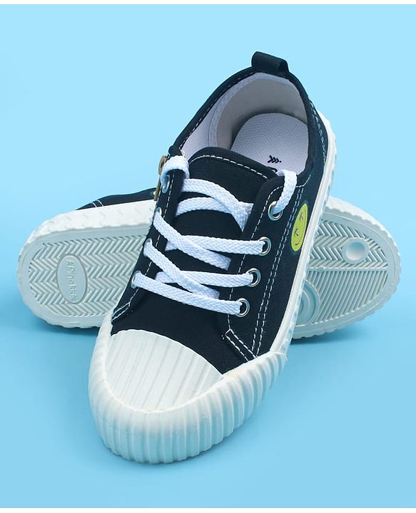 Pine Kids Casual Shoes With Zipper & Lace Up Closure - Black