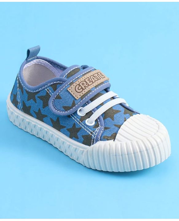 Pine Kids Velcro Closure Casual Shoes with Star Print - Beige