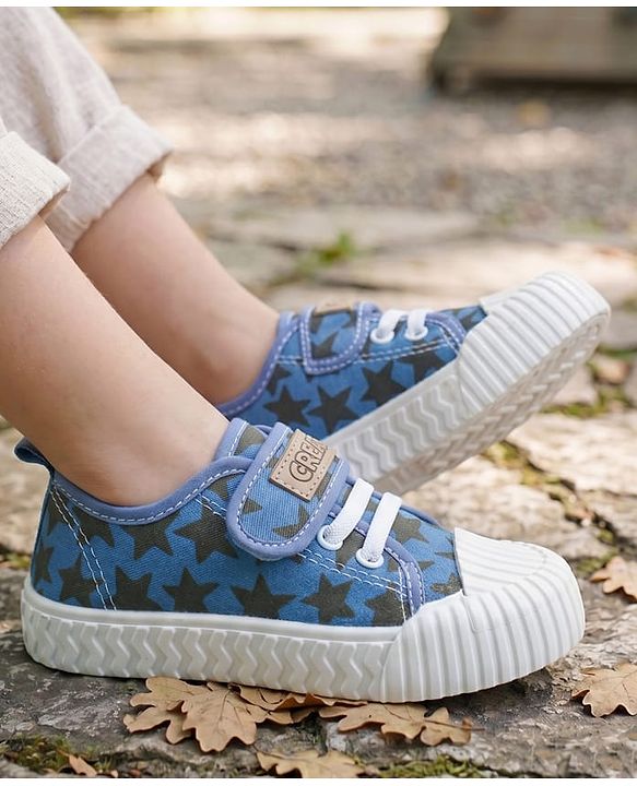 Pine Kids Velcro Closure Casual Shoes with Star Print - Beige