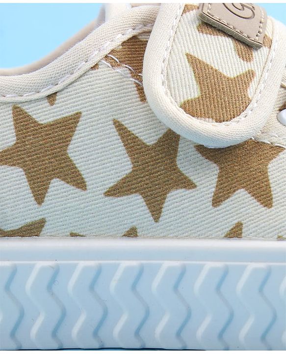 Pine Kids Velcro Closure Casual Shoes With Star Print - Beige