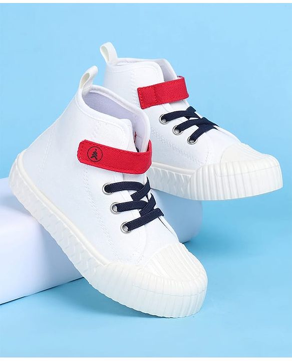 Pine Kids Solid Casual Shoes with Velcro Closure - White