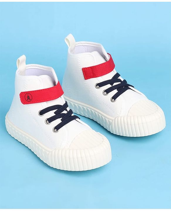 Pine Kids Solid Casual Shoes with Velcro Closure - White
