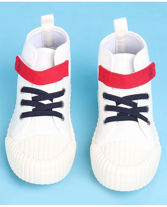 Pine Kids Solid Casual Shoes with Velcro Closure - White