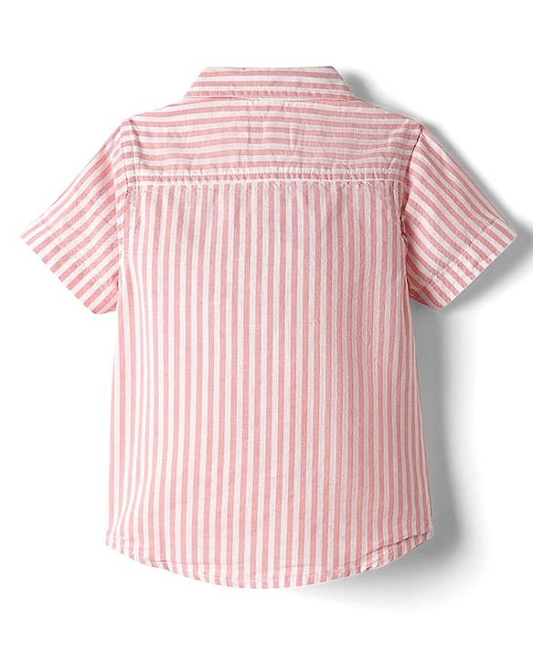 Babyhug Cotton Woven Half Sleeves Striped Shirt - Peach