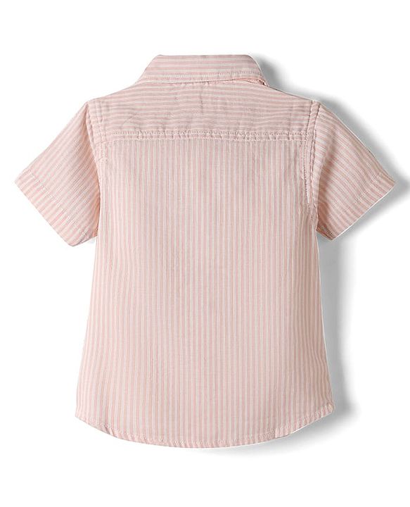 Babyhug Cotton Woven Half Sleeves Striped Shirt - Peach