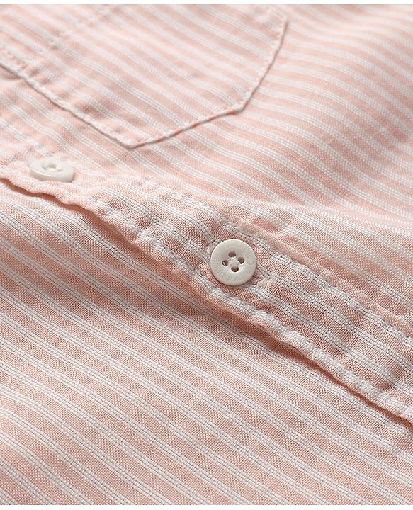 Babyhug Cotton Woven Half Sleeves Striped Shirt - Peach