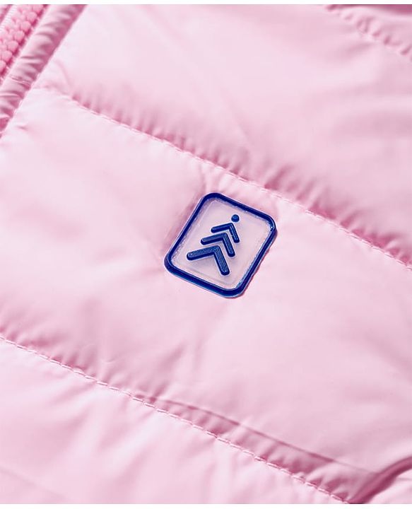 Pine Kids Woven Full Sleeves Front Open Quilted Jacket with High Neck - Baby Pink