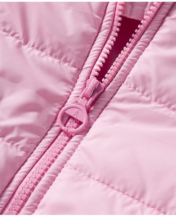 Pine Kids Woven Full Sleeves Front Open Quilted Jacket with High Neck - Baby Pink