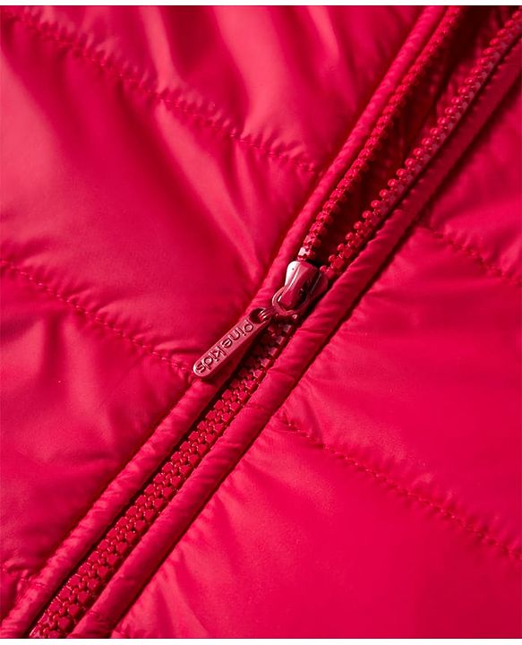 Pine Kids Woven Full Sleeves Solid Hooded Padded Jacket - Red