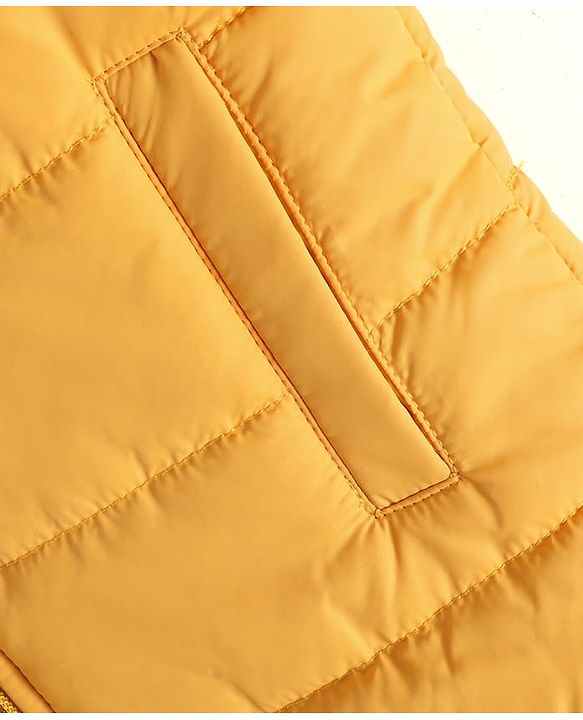 Babyhug Woven Sleeveless Solid Padded Hooded Jacket - Yellow