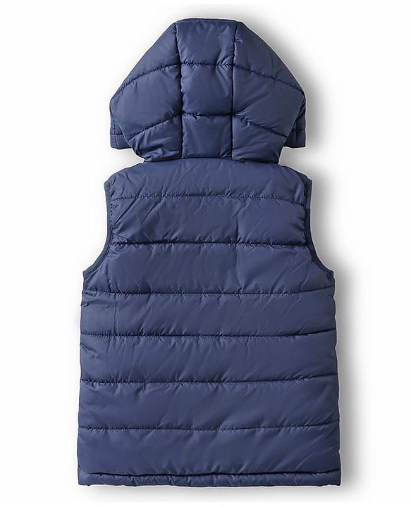 Babyhug Woven Sleeveless Solid Color Padded Hooded Jacket - Olive Green