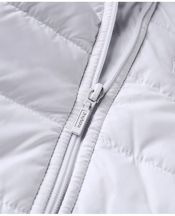 Babyhug Woven Full Sleeves Hooded Padded Jacket With Alphabet Patch - White