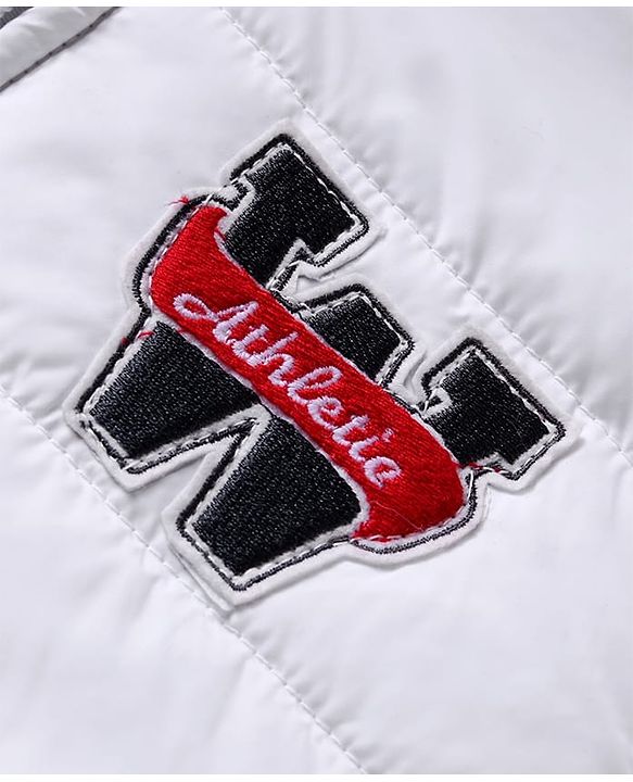 Babyhug Woven Full Sleeves Hooded Padded Jacket With Alphabet Patch - White