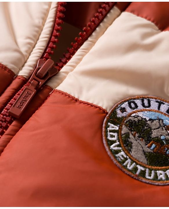 Babyhug Woven Full Sleeves Hooded Padded Jacket with Patch Detailing - Brown
