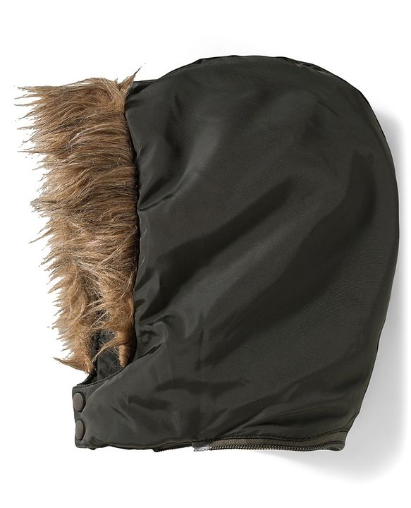 Babyhug Woven Full Sleeves Solid Hooded Padded Jacket With Detachable Hood - Dark Green