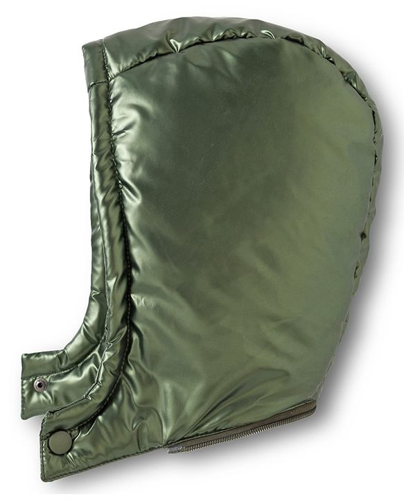 Babyhug Woven Full Sleeves Padded Hooded Jacket with Sequin Star Design - Olive Green