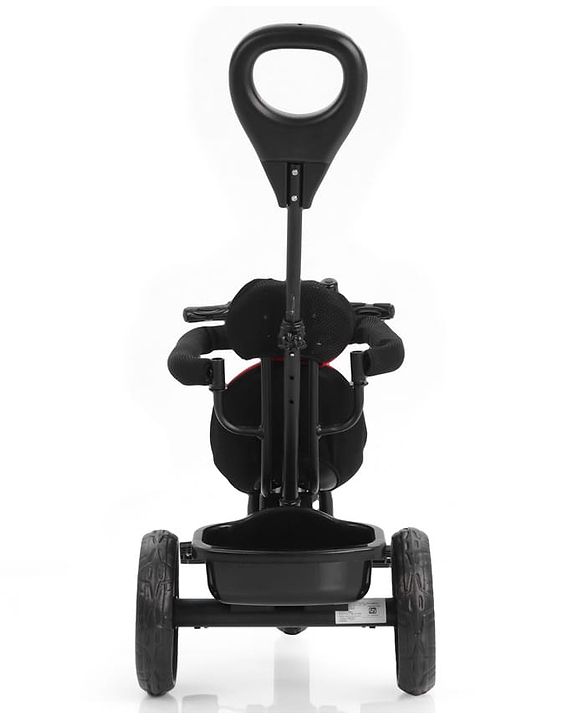 Babyhug Plug & Play Tricycle with Parental Push Handle & Cushion Seat  Red| High Backrest| Non-slip Pedals| Removable Safety Bar| Foldable Footrest| Puncture Proof Wheels