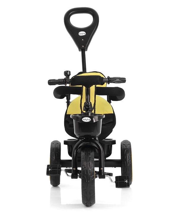 Babyhug Toddler Tricycle with Parental Push Handle, Cushioned Seat, Removable Safety Bar & Foldable Footrest  Plug & Play, Durable EVA Wheels  Yellow