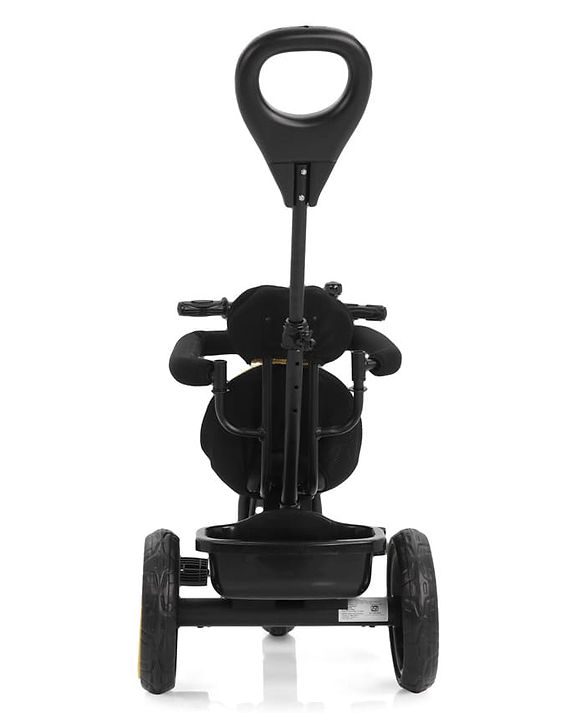 Babyhug Toddler Tricycle with Parental Push Handle, Cushioned Seat, Removable Safety Bar & Foldable Footrest  Plug & Play, Durable EVA Wheels  Yellow
