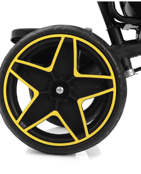 Babyhug Toddler Tricycle with Parental Push Handle, Cushioned Seat, Removable Safety Bar & Foldable Footrest  Plug & Play, Durable EVA Wheels  Yellow