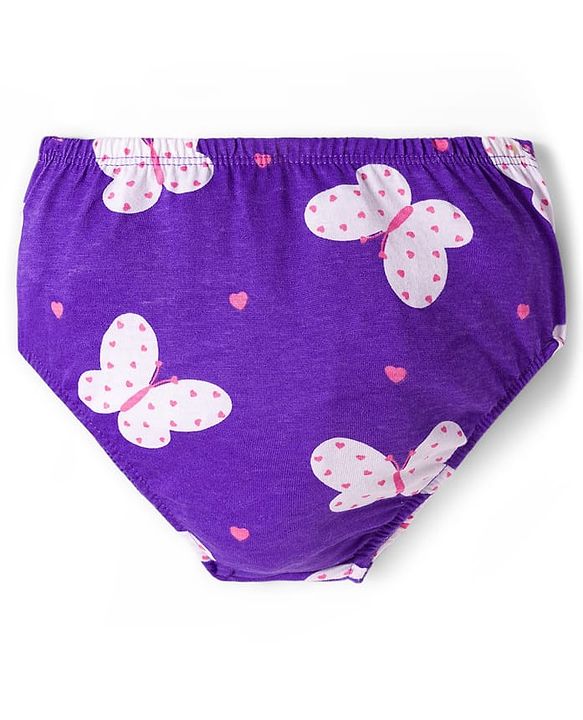 Babyhug Cotton Knit Half Sleeves Butterfly Printed Frock With Bow Applique & Bloomer - Purple