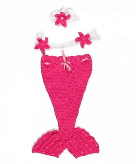 Buy MOMISY Pink Handmade Crochet Mermaid Set, Headband and Bra Tail Online  at Best Prices in India - JioMart.