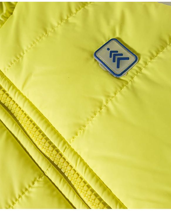 Pine Kids Woven Sleeveless Solid Color Padded Hooded Jacket - Lemon