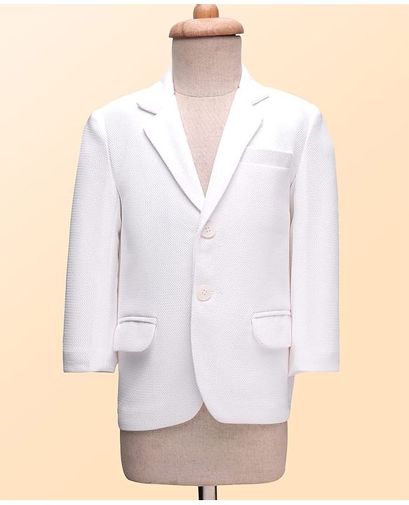 Babyhug Knit Full Sleeves Solid Color Blazer with T-Shirt - White & Red