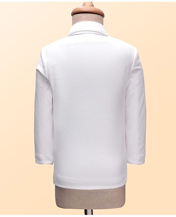 Babyhug Knit Full Sleeves Solid Color Blazer with T-Shirt - White & Red