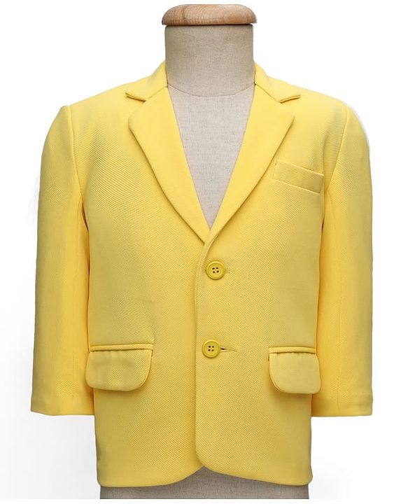 Babyhug Knit Full Sleeves Solid Coloured Partywear Blazer With Text Printed Tee - Yellow