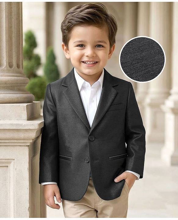 Babyhug Woven Full Sleeves Solid Coloured Blazer - Black