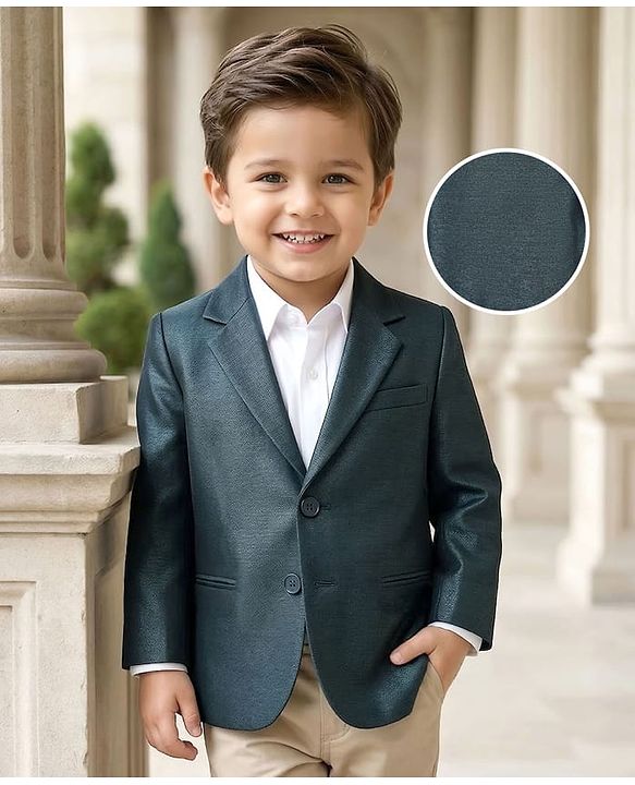 Babyhug Woven Full Sleeves Solid Coloured Blazer - Olive Green