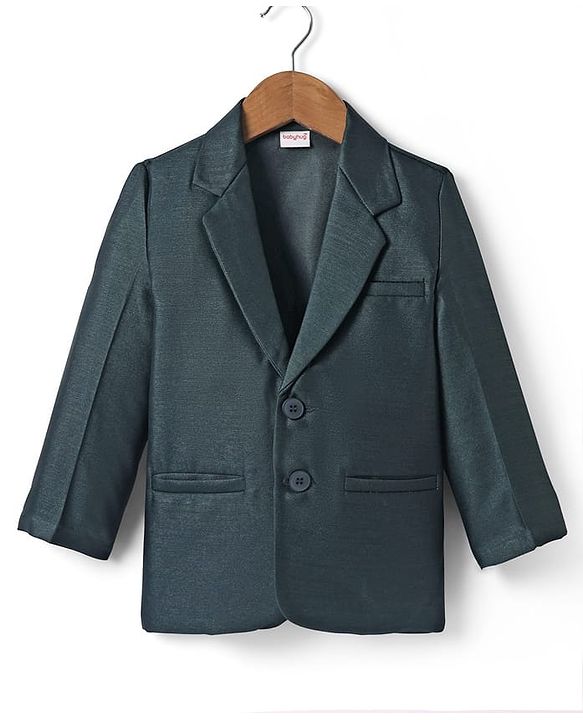Babyhug Woven Full Sleeves Solid Coloured Blazer - Olive Green