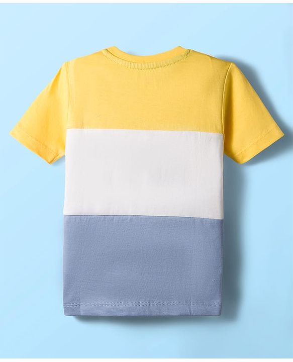 Babyhug Single Jersey Knit Half Sleeves T-Shirts & Shorts Sets With Stripes & Sea Life Print Pack of 4 - Yellow & White
