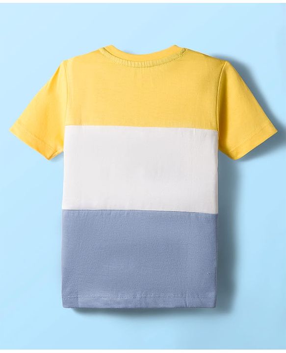 Babyhug Single Jersey Knit Half Sleeves T-Shirts & Shorts Sets With Stripes & Sea Life Print Pack of 4 - Yellow & White