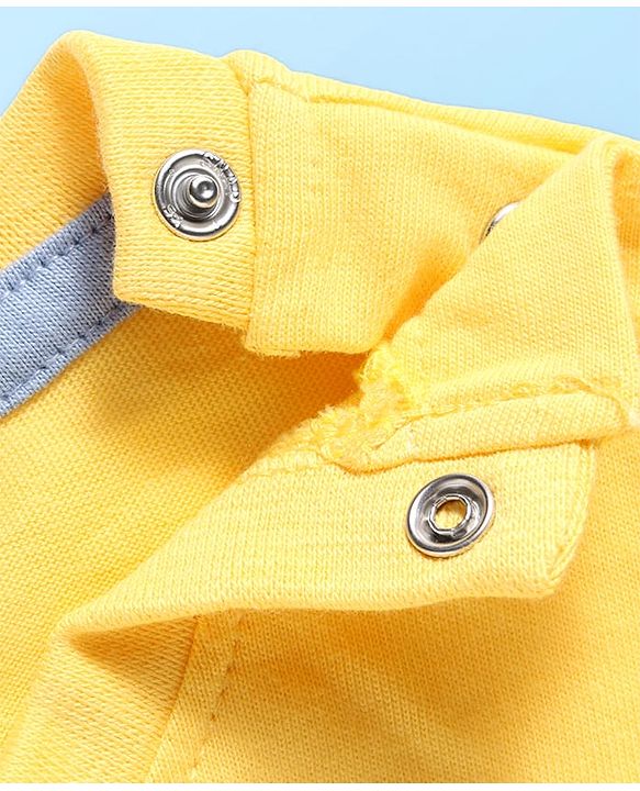 Babyhug Single Jersey Knit Half Sleeves T-Shirts & Shorts Sets With Stripes & Sea Life Print Pack of 4 - Yellow & White