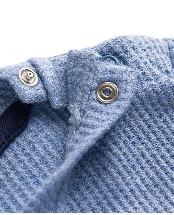Babyhug Single Jersey Knit  Half Sleeves Textured T-Shirt & Shorts Set With Teddy Patch Embroidery - Blue