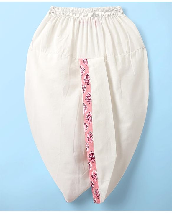 Babyhug Cotton Woven Full Sleeves Kurta Dhoti Set With Floral Print - Pink