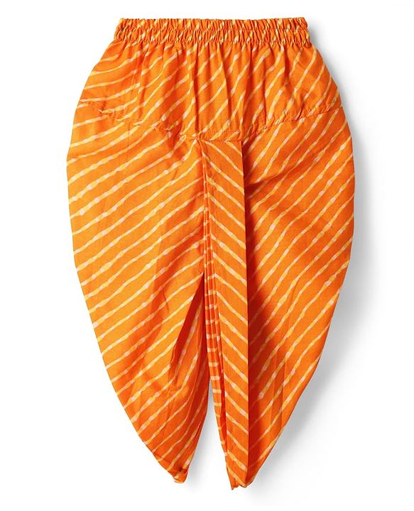 Babyhug Cambric Woven Full Sleeves Bandhani Printed Kurta With Dhoti Set - Orange