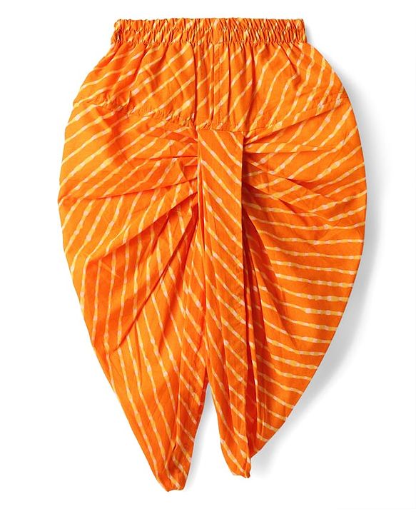 Babyhug Cambric Woven Full Sleeves Bandhani Printed Kurta With Dhoti Set - Orange