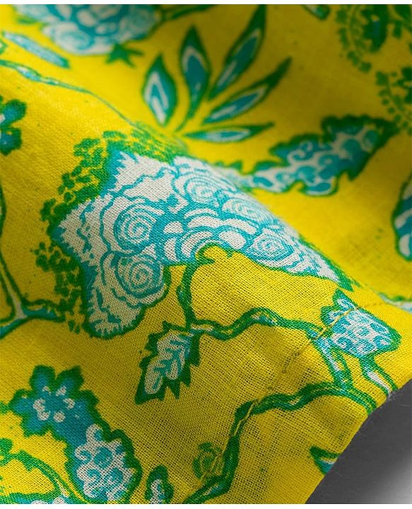 Babyhug Cotton Woven Full Sleeves Kurta Dhoti Set with Floral Print - Yellow