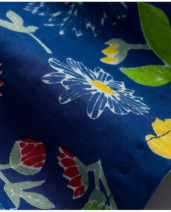 Babyhug Cotton Woven Full Sleeves Kurta Dhoti Set Floral Print - Blue