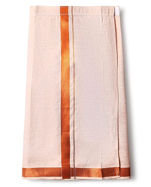 Babyhug Woven Half Sleeves Solid Shirt & Mundu Set - Peach