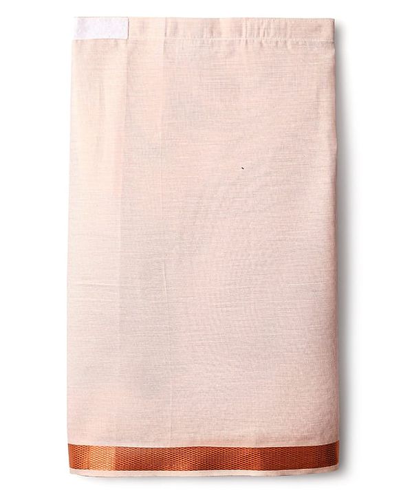 Babyhug Woven Half Sleeves Solid Shirt & Mundu Set - Peach
