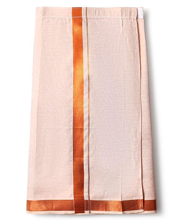 Babyhug Woven Half Sleeves Solid Shirt & Mundu Set - Peach