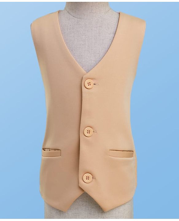 Pine Kids Knit Full Sleeves Solid 3 Piece Party Suit - Beige