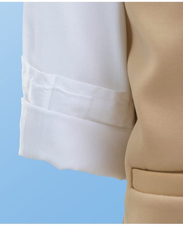 Pine Kids Knit Full Sleeves Solid 3 Piece Party Suit - Beige