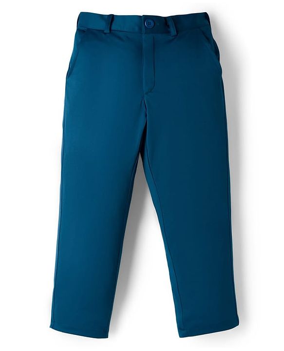 Pine Kids Knit Full Sleeves Solid 3 Piece Party Suit With Bow - Teal Blue