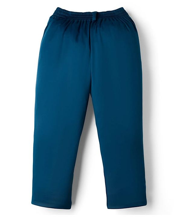 Pine Kids Knit Full Sleeves Solid 3 Piece Party Suit With Bow - Teal Blue