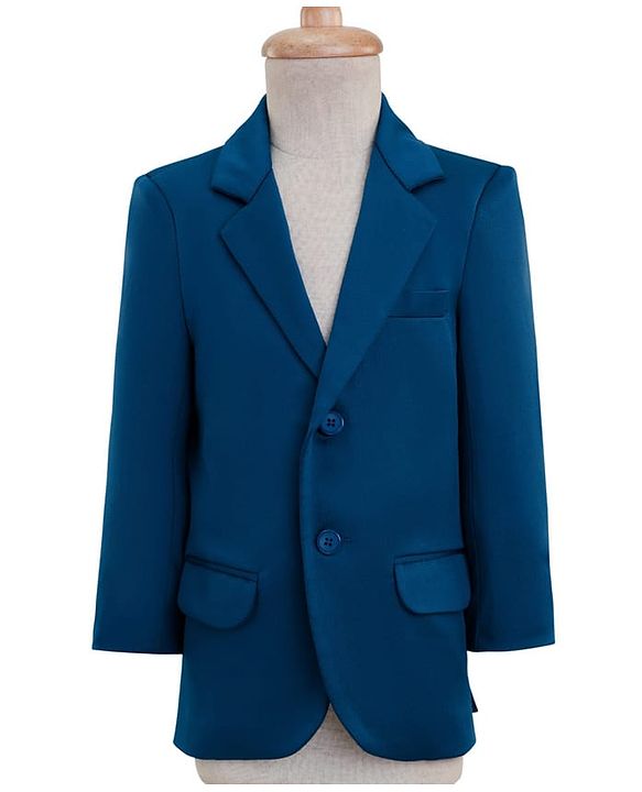 Pine Kids Knit Full Sleeves Solid 3 Piece Party Suit With Bow - Teal Blue